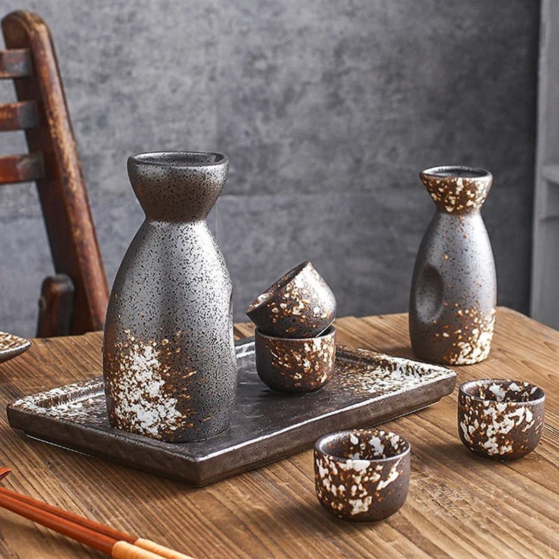 HKIT3327 Sake Set Retro Keramik - 360ml Gesamt 30ml Becher