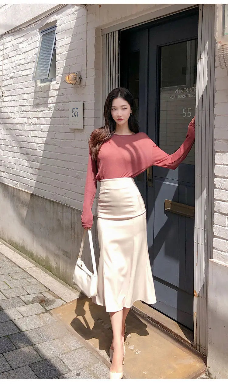 Fuste lungi elegante pentru birou, femei, 2024, la modă, talie înaltă, bodycon, alb-negru, fustă franceză Y2k, corset subțire, fustă maxi de mireasă, XL