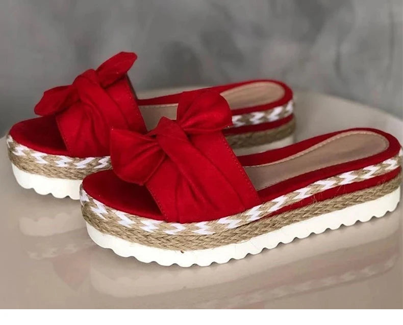 Slippers Women Sandals Platform Sandals Shoes Women Bow 2022 Summer Sandals Slipper Indoor Outdoor Flip-flops Beach Shoes Female
