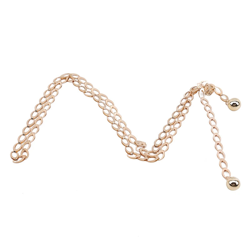 Women Fashion Belts Luxury Designer Belt Retro Silver Carved Hollow Out Chain Belt for Women Elegant Round Metal Women Belt