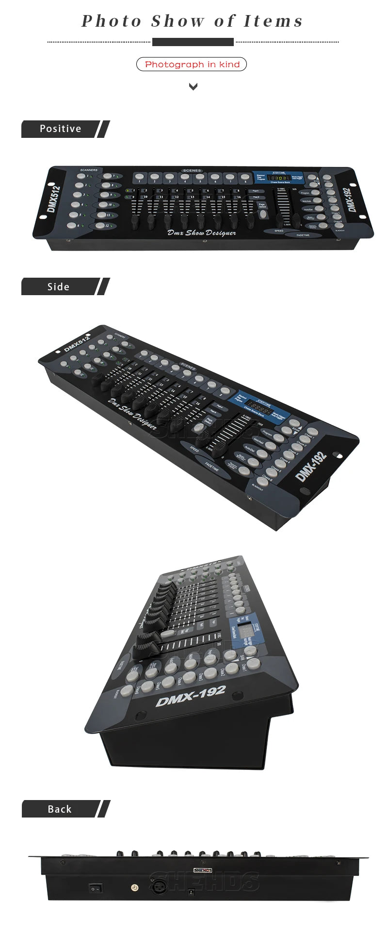 Controler DMX SHEHDS 1024/consolă 192 pentru iluminare Par, lumină cu cap mobil, standard internațional, DJ, discotecă, nunți, concerte