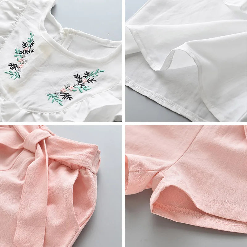 Bear Leader Neuer Sommer Casual Kinder Sets Chiffon Blumen Blau T-Shirt Hosen Mädchen Kleidung Sets Kinder Sommer Set für 3-7 Jahre