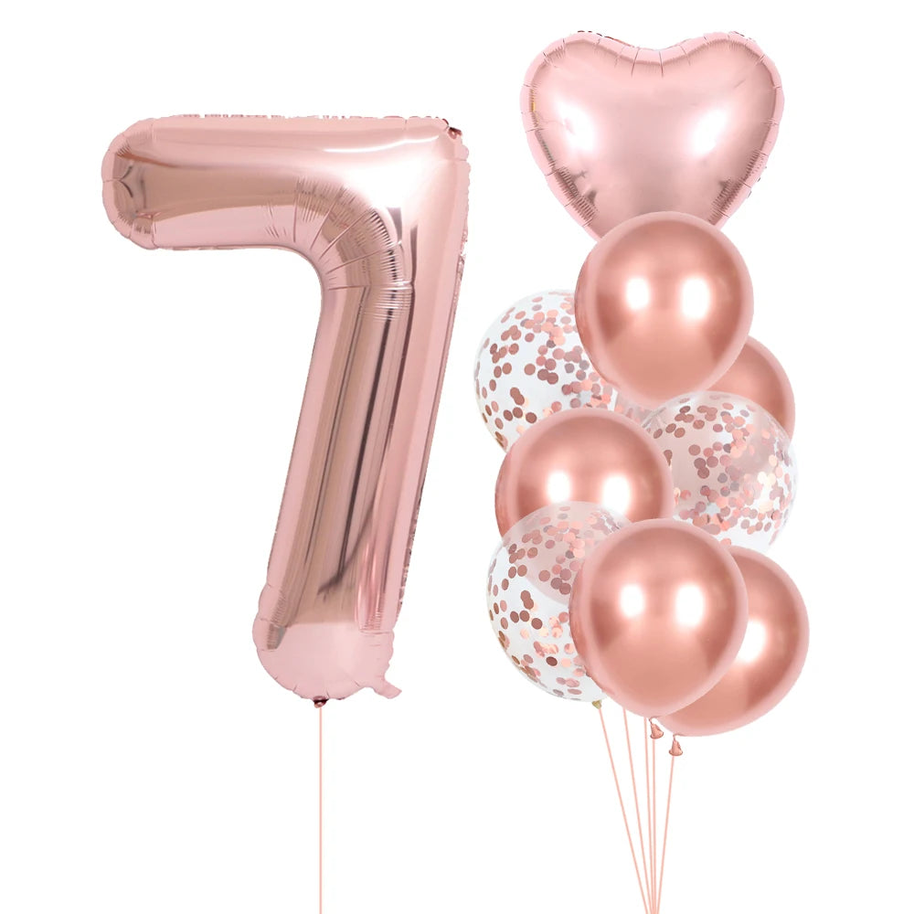 GIHOO 21118 Zahlenballons Roségold - 10 Stück 40 cm Latex