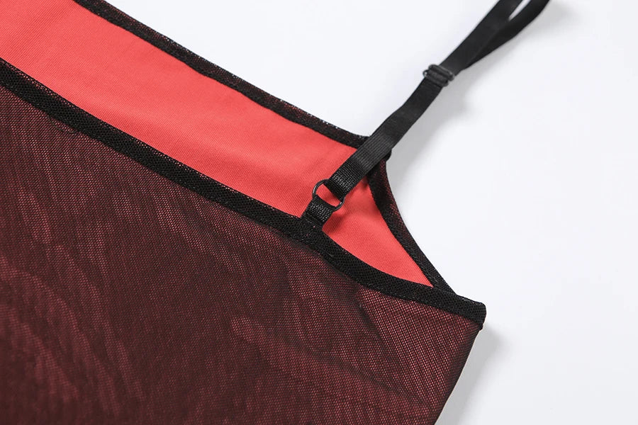 Mesh Double Layer elegant Skinny Dress Women Sleeveless Party Bodycon 2023 Bandage Elastic Split Trend Clubwear Slim Outfit