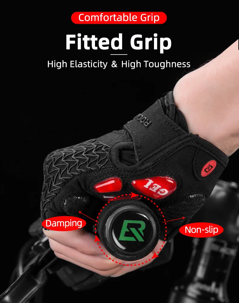 ROCKBROS Radfahrrhandschuhe Halbfinger Schockresistent Abriebfest Atmungsaktiv MTB Straßenfahrrad Handschuhe Männer Frauen Sportfahrrad Ausrüstung