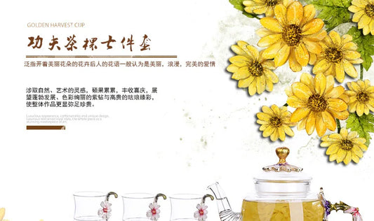 Hand-painted Kung Fu teapot, heat-resistant glass single pot enamel color bubble teapot, high-grade scented tea kettle