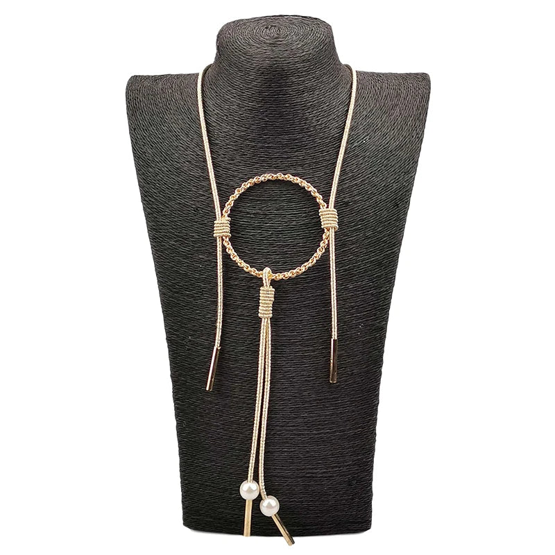 UKEBAY New Long Pendant Necklaces Women Luxury Handmade Necklace Gold Color Chains Pearl Accessories Statement Jewelry Wholesale