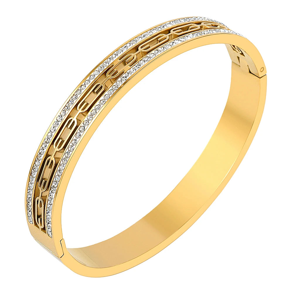 Luxus Strass Armband Hohl Graviert Geometrisch Frauen Bangle Für Männer Frauen Mode Schmuck