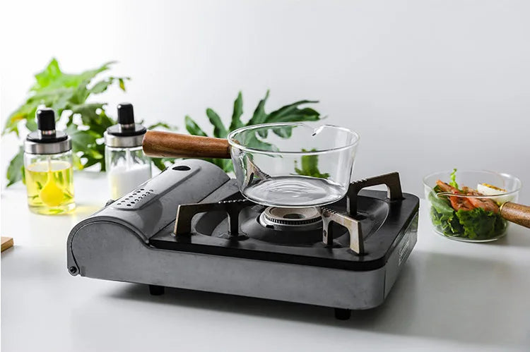 KEMORELA YS7258 Glasmilchtopf Holzgriff - 600ml 400ml Glas