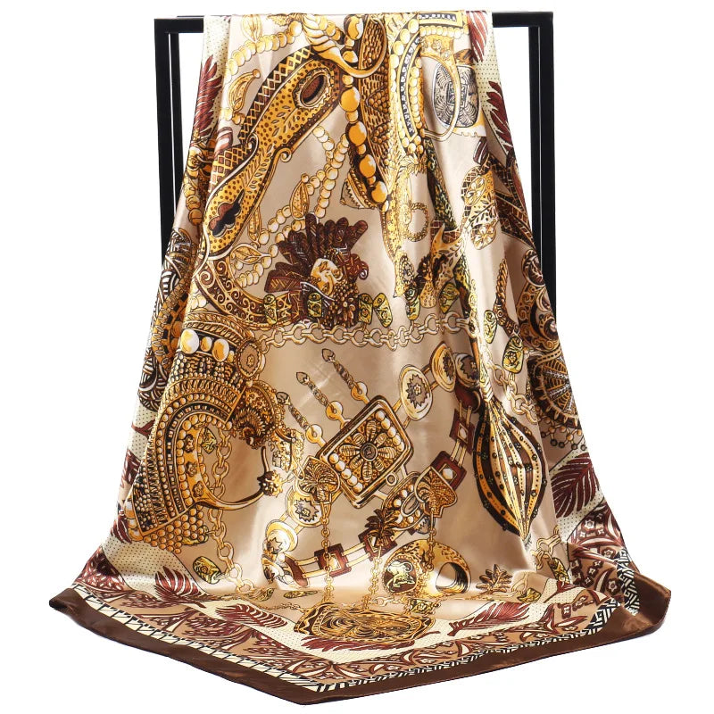 SENAIFE Satin-Schal Elegant - 90x90cm Polyester Leicht