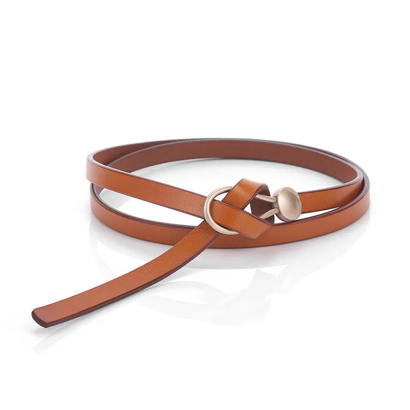 Designer Belts For Women Genuine Leather Knot Dress Belt Long Thin Waistband Gold Buckle Black Ceinture Femme Easy Cummerbunds