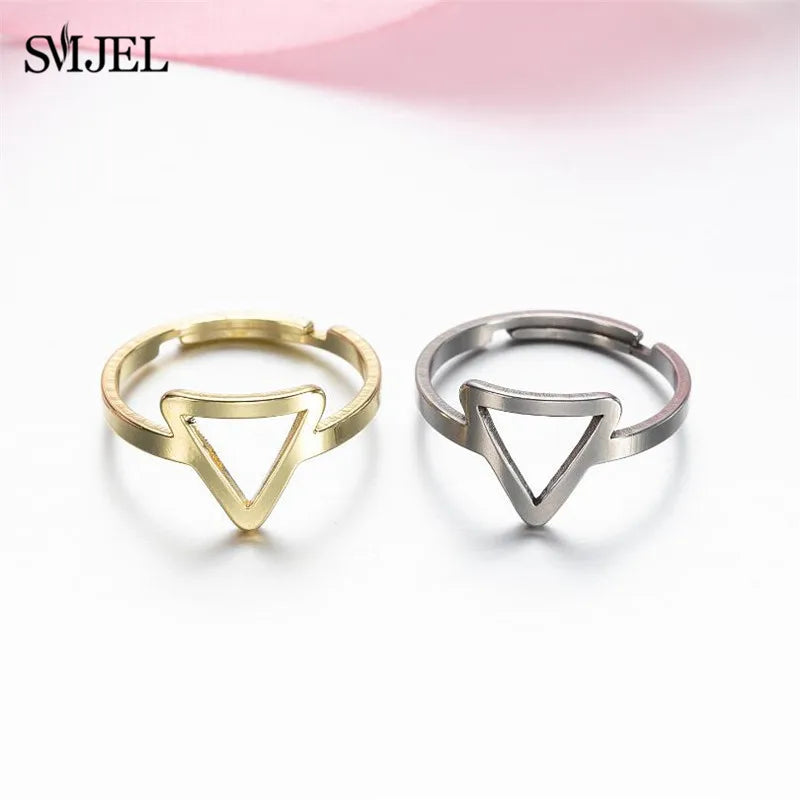 New Punk Geometric Ring for Men Women Exaggerated Stainless Steel Jewelry Opening Adjustable Ring Anillo Hombre Bijoux 2021 Gift
