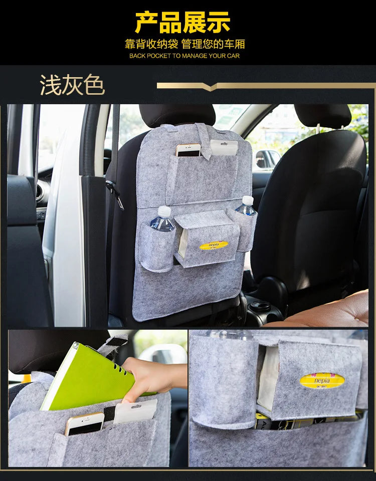 Geantă de depozitare pentru spătarul scaunului auto, geantă de depozitare reglabilă multifuncțională pentru bancheta din spate, geantă de depozitare de mare capacitate în interiorul spătarului scaunului auto