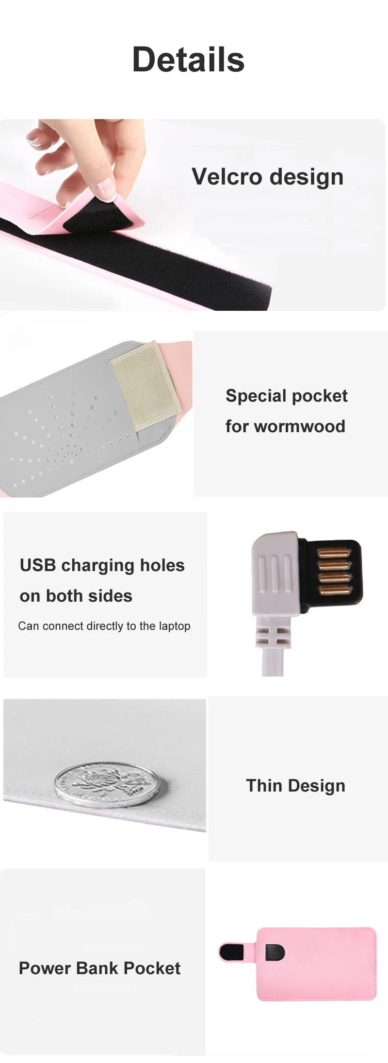 Centură electrică caldă pentru uter, curea de încălzire USB, centură de talie, ameliorarea durerii, bandă încălzită cu infraroșu îndepărtat, ameliorarea dismenoreei, încălzitor de corp feminin