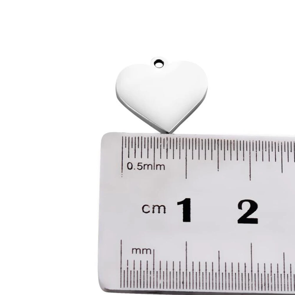 Customized Charms Stainless Steel Heart Tag Engrave Logo Letter DIY Bracelet Necklace Pendant for Jewelry Making