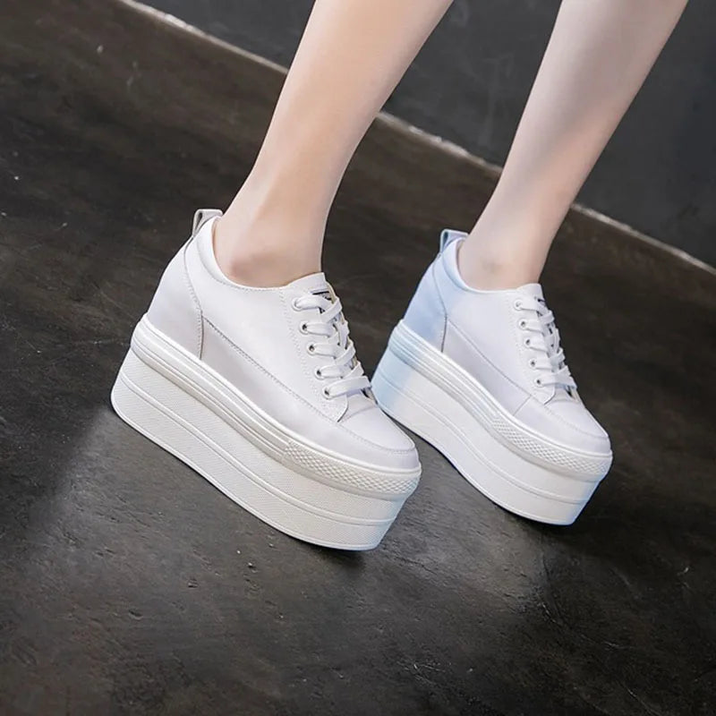 White Luxury Designer Sneakers On Platform Sports Shoes For Women 2025 New Fashion Thick Bottom Wedding Shoes High Heel 11cm