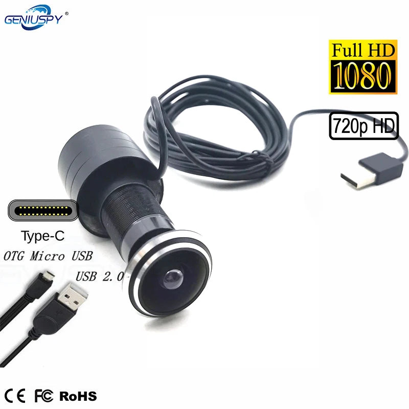 Door Cat Eye Surveillance Wide Angle Lens OTG Type C Micro USB Digital Video UVC CMOS Security USB Security Peephole Camera Usb