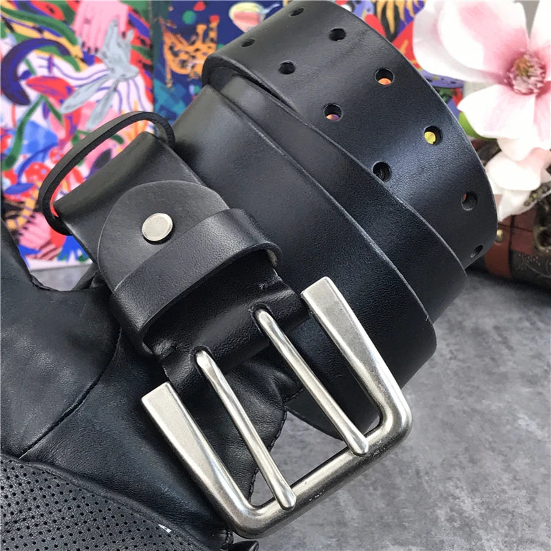 Herren Ledergürtel 2025 - Super Wide 4.2CM Luxury Thick Genuine Leather Double Buckle