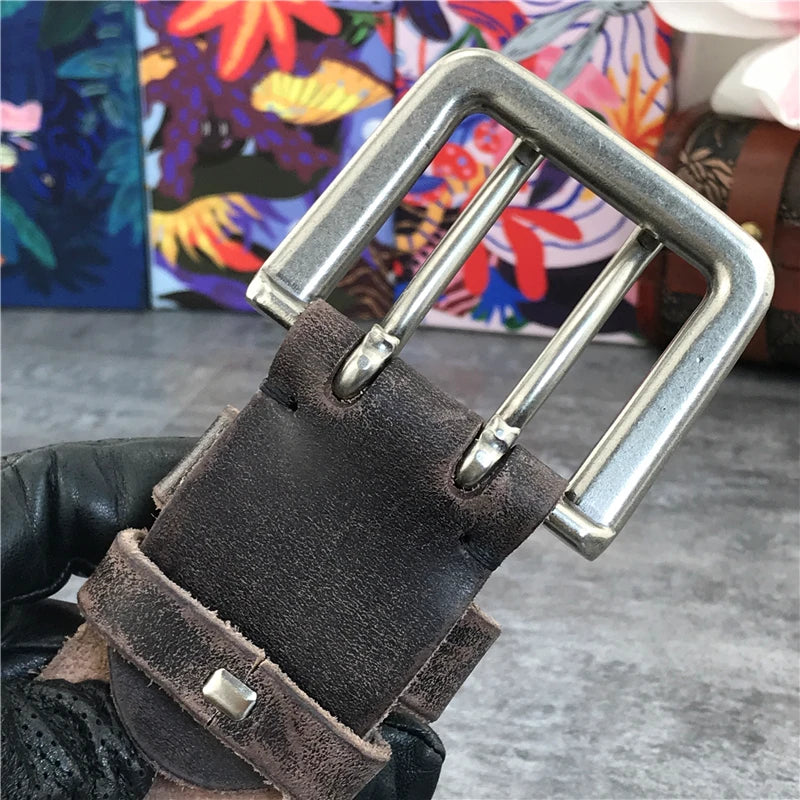 Herren Ledergürtel 2025 - Super Wide 4.2CM Luxury Thick Genuine Leather Double Buckle