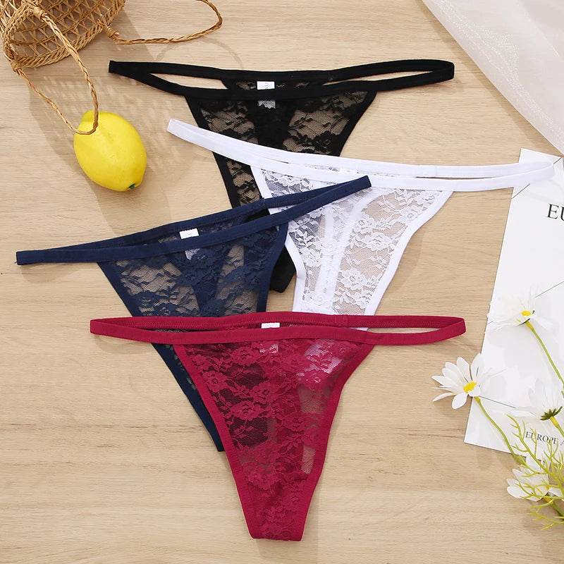 ZhejiangChoice Spitzen-Set Damen G-String - 3er Low Waist