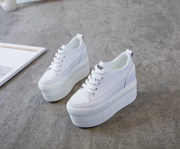 White Luxury Designer Sneakers On Platform Sports Shoes For Women 2025 New Fashion Thick Bottom Wedding Shoes High Heel 11cm