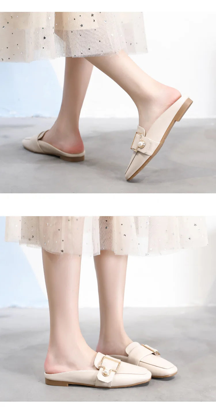 Damen Slipper 2025 - Mode Leder Loafer Ohne Absatz - Slip-On Sommer Outdoor Leichte Walking Schuhe