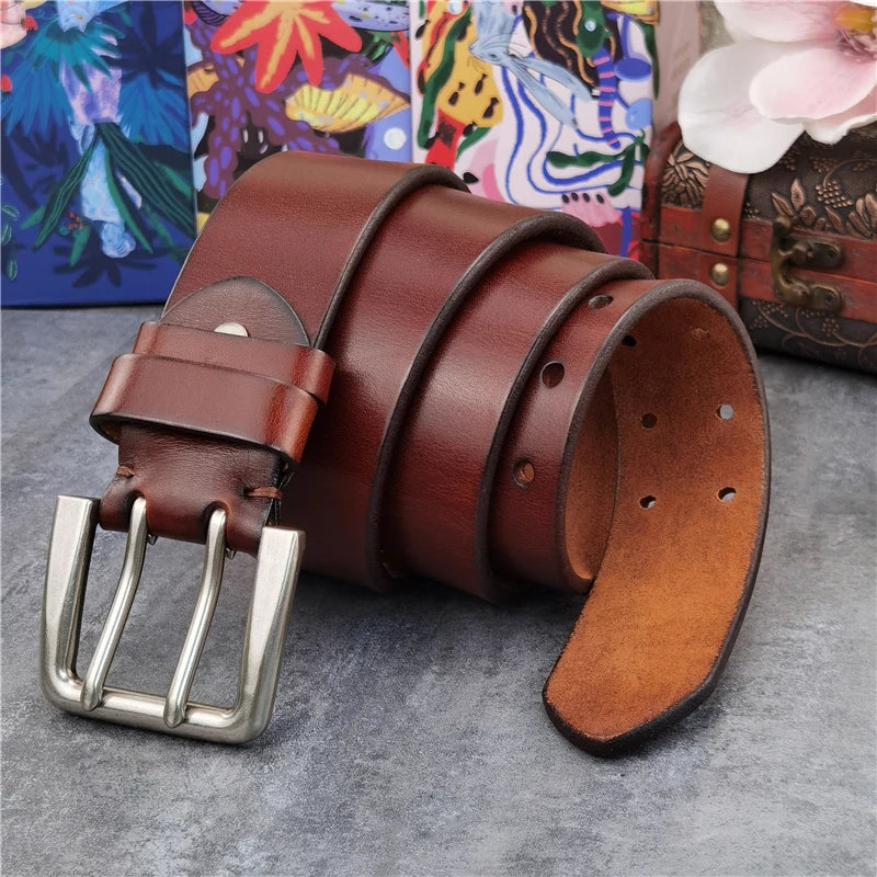 Herren Ledergürtel 2025 - Super Wide 4.2CM Luxury Thick Genuine Leather Double Buckle