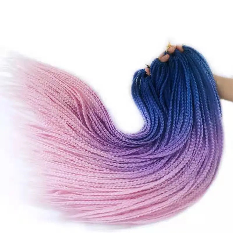 VERVES Crochet Braids Synthetic 24 inch Box Braid 22 Roots/Pcs Ombre Braiding Hair Extensions Heat Fiber Bulk Braid Pink,Black
