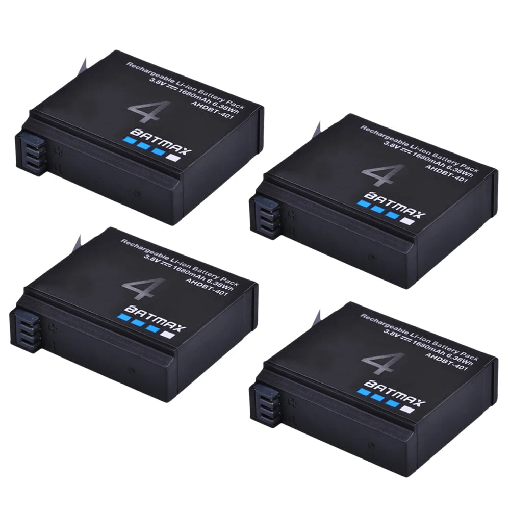 Batmax AHDBT-401 Ersatzakku Set - 4x1680mAh 3.7V USB