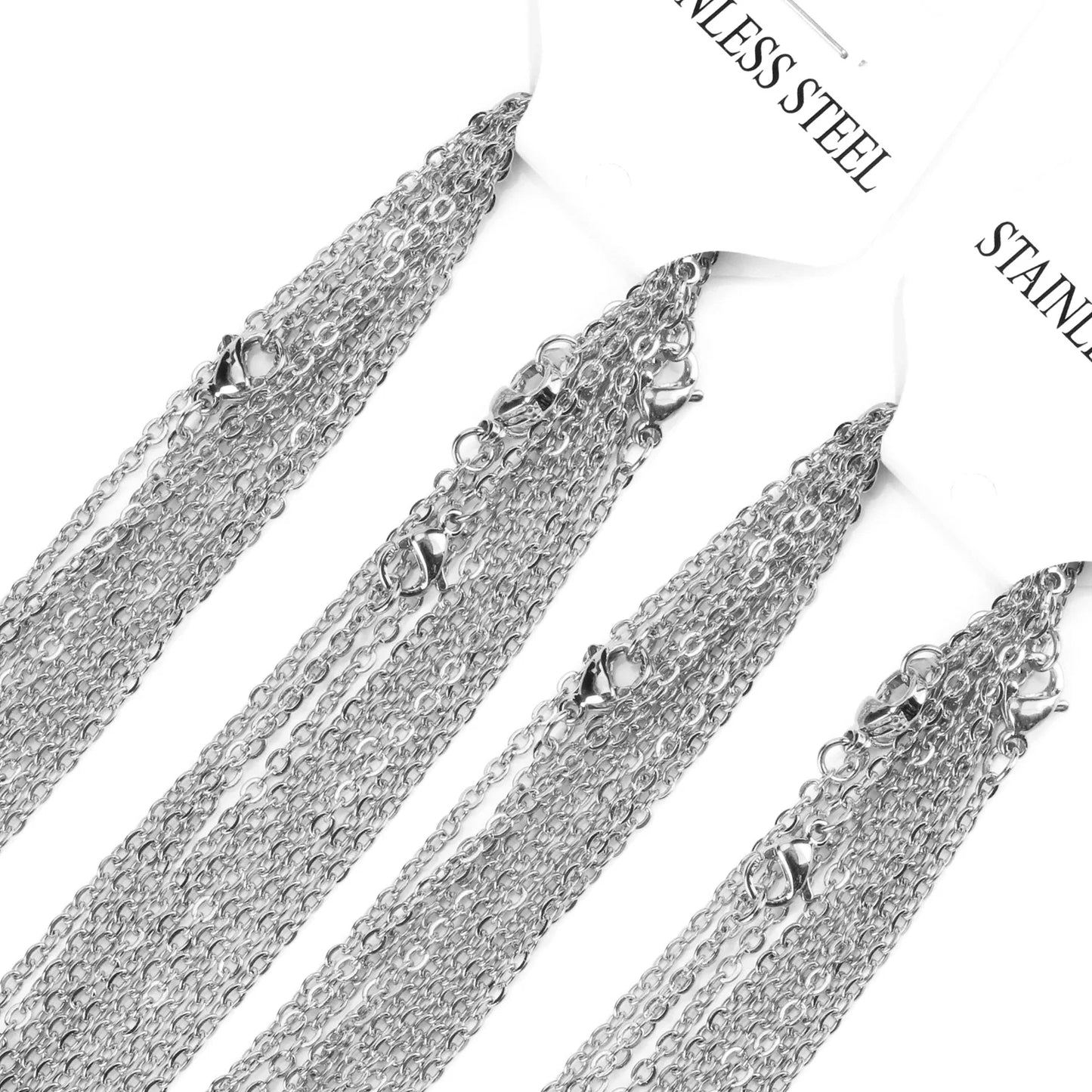 Edelstahl Halsketten 2025 - LUXUSTEEL 10Pcs/Lot 2mm/1mm O-Form Rolo-Link Cuban DIY Jewelry