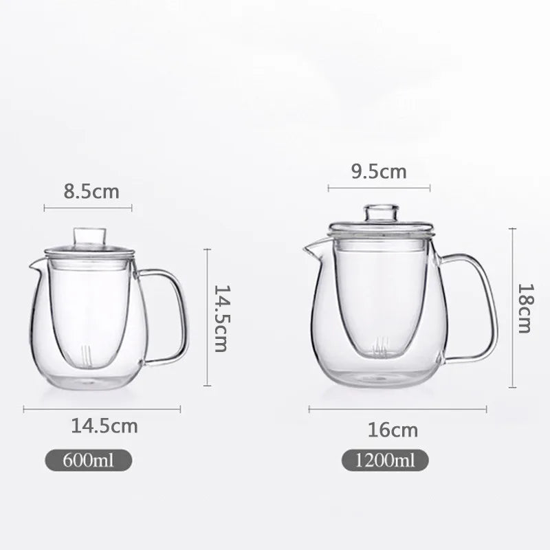 GlassPro Teekanne Hitzebeständig - 600/1200ml Glas