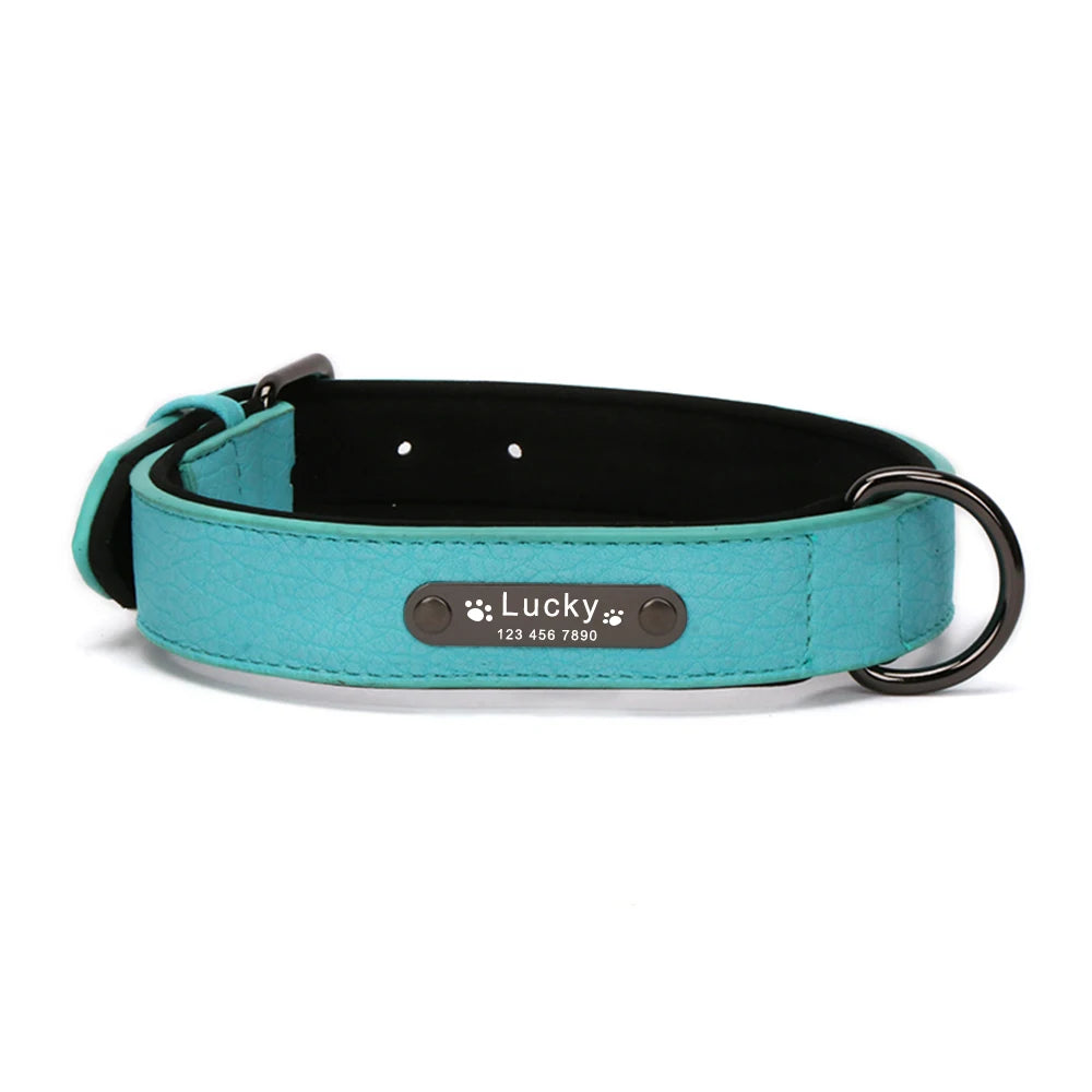 Anpassen Luxus Große Kleine Big Hund Halsband Leder Personalisiert, Breit Leder Personalisiert Halsband für Hunde Name Graviert