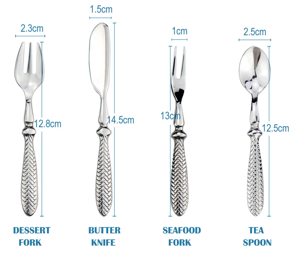 LUCF Royal Luxury 2025 - Gewebtes Muster Griff Spiegel Edelstahl Geschirr - Elegantes Besteck Delikates Tafelgeschirr Küche Hotel