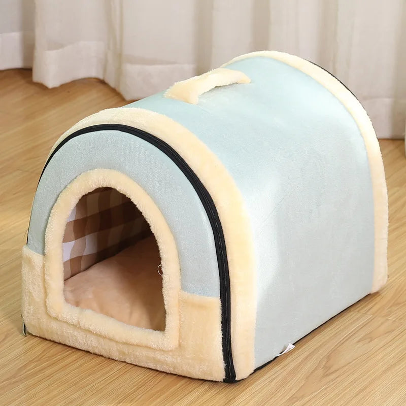 Indoor Dog House Soft Cozy Dog Cave Bed Foldable Removable Warm House Nest With Mat For Small Medium Cats Animals Kennel