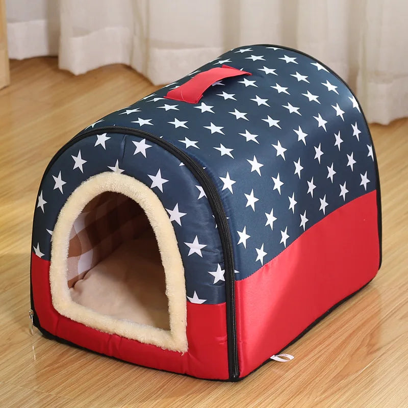 Indoor Dog House Soft Cozy Dog Cave Bed Foldable Removable Warm House Nest With Mat For Small Medium Cats Animals Kennel