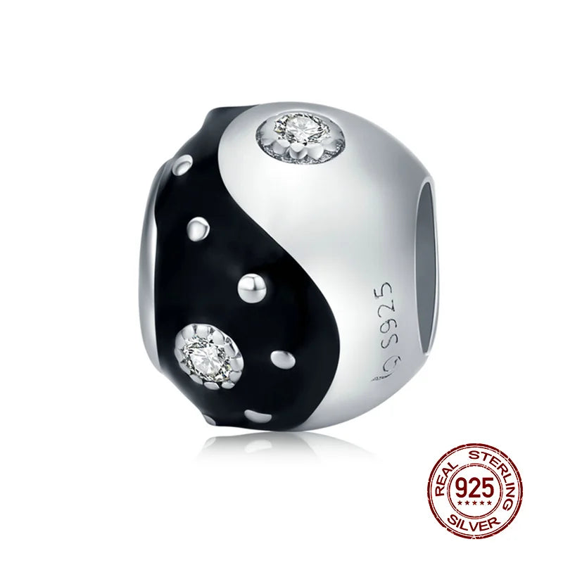 WOSTU 925 Sterling Silber Anhänger 2025: Frauen Junge Mädchen Haustier Kamera Biene AAA Cubic Zirkonia - Kaffee Marienkäfer Perlen DIY Original Armband 1.9g