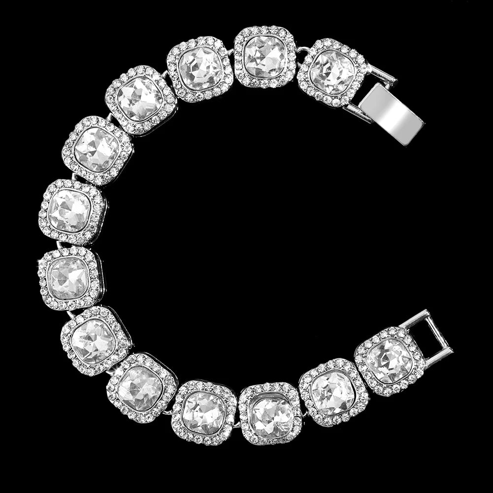 Luxus Voll Strass Große Tennis Kette Armbänder 2025 - Frauen Männer Fashion Bling - Iced Out Quadrat Kristall Armband Hand Schmuck Premium