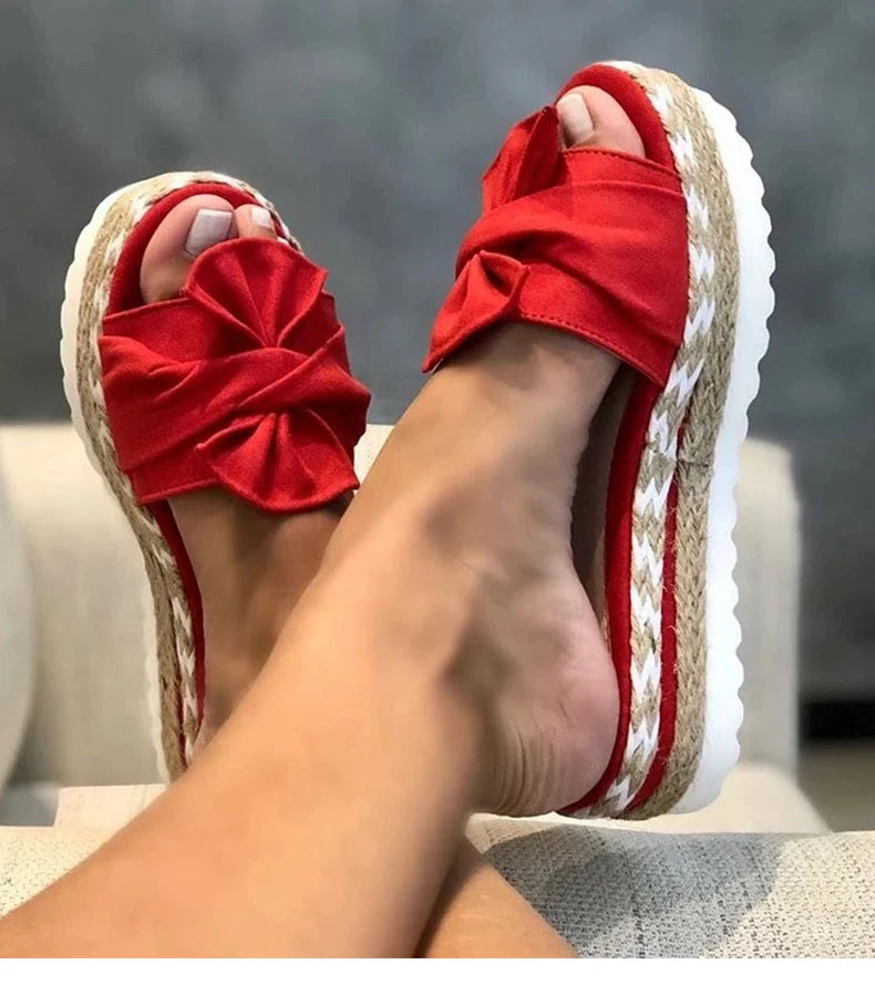 Slippers Women Sandals Platform Sandals Shoes Women Bow 2022 Summer Sandals Slipper Indoor Outdoor Flip-flops Beach Shoes Female