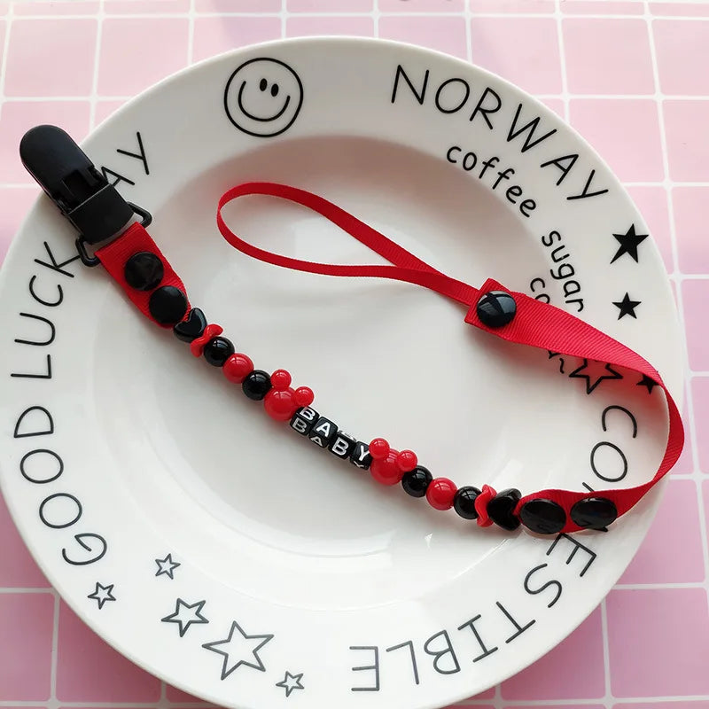 Baby Schnuller Clip Kette Silikon Perlen - Verstellbare Befestigung Nippel Dummy Halter - Anhänger für Mädchen Neugeborene Zubehör Geschenke