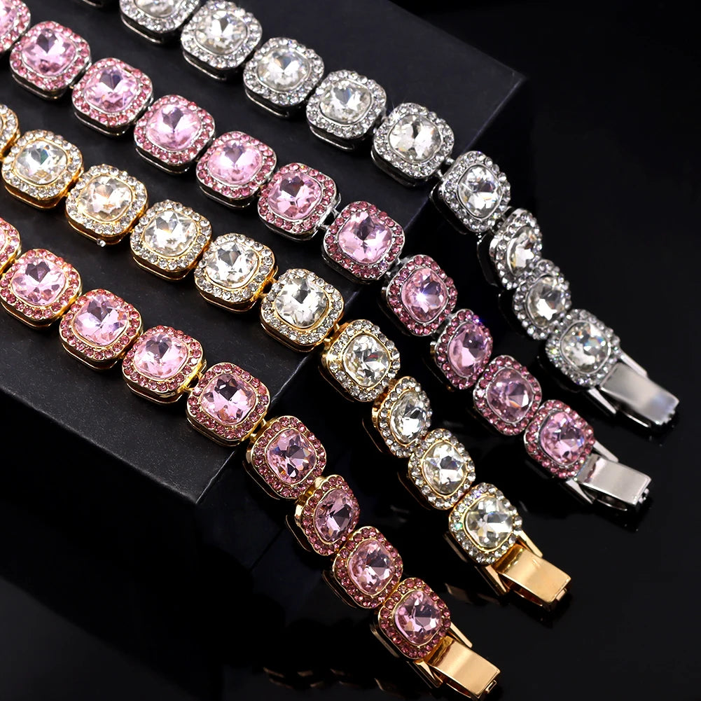 Luxus Voll Strass Große Tennis Kette Armbänder 2025 - Frauen Männer Fashion Bling - Iced Out Quadrat Kristall Armband Hand Schmuck Premium