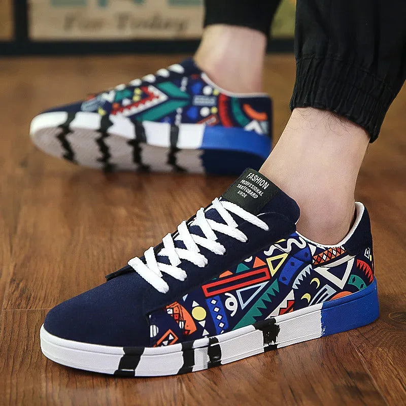 Men Sneakers Casual Shoes Men Lovers Printing Fashion Flat Tenis Masculino Vulcanized Shoes Zapatos De Hombre - Golden Bridge Store