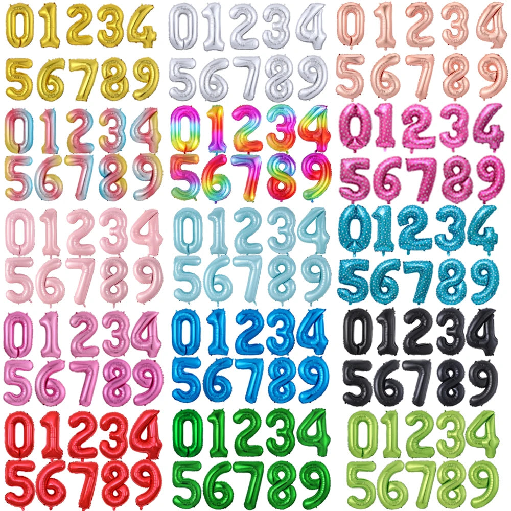 PartyPro Roségold Zahlenballons - Set 10 Stück 16 30 40Zoll