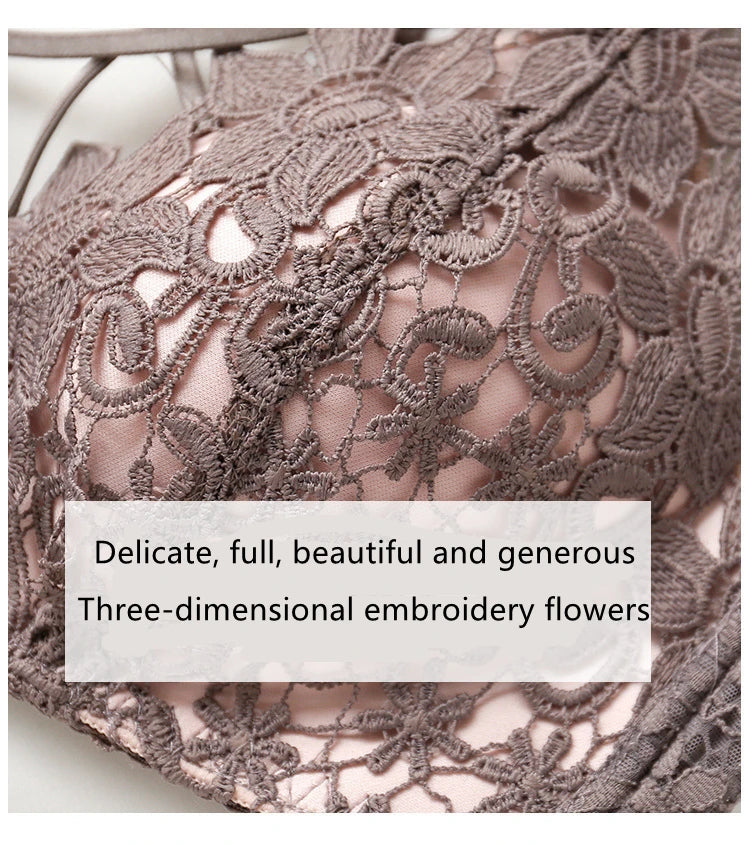 BH-Set 2025: elegant Spitzen-BH Damen Unterwäsche-Set Ohne Bügel Push Up Bralette - Nahtlos Atmungsaktiv Spitze Lingerie Schlaf-Unterwäsche