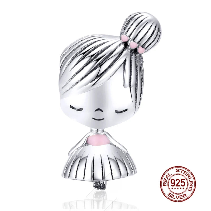 WOSTU 925 Sterling Silber Anhänger 2025: Frauen Junge Mädchen Haustier Kamera Biene AAA Cubic Zirkonia - Kaffee Marienkäfer Perlen DIY Original Armband 1.9g