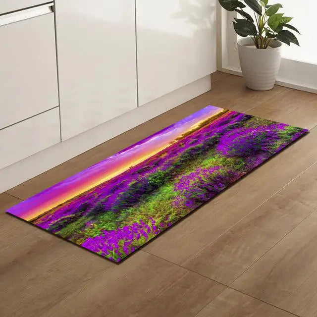 Non-slip Kitchen Mat Flannel Floor Mat Carpet Purple lavender Home Entrance Doormat Modern Rug Bedroom Living Room Tatami Tapete
