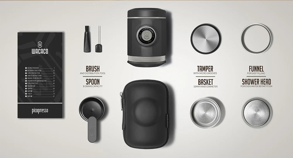WACACO Picopresso Portable Espresso Maker, Specialty Coffee Machine, 18 Bar Pressure Travel Coffee, Gift, New Year