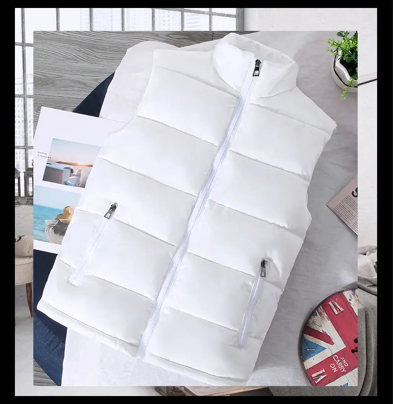 WeißeWeste SlimFit Ärmellose Stehkragen - Baumwolle Kurz M