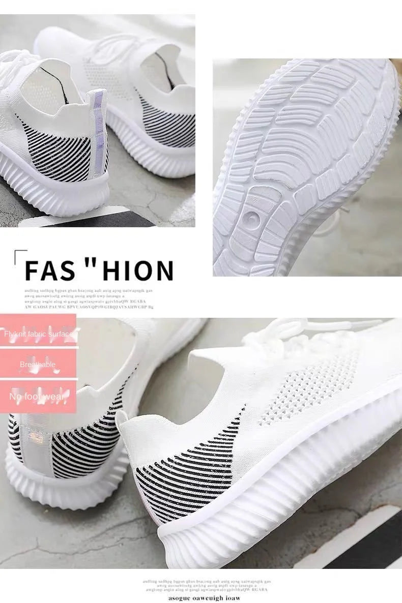 Women's Shoes 2021 Spring White New Breathable Sports Mesh Versatile Summer  Hollow Walking Flying Woven No-slip Ladies Sneakers