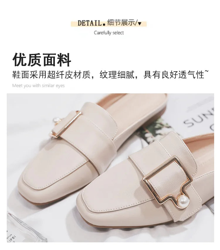 Damen Slipper 2025 - Mode Leder Loafer Ohne Absatz - Slip-On Sommer Outdoor Leichte Walking Schuhe