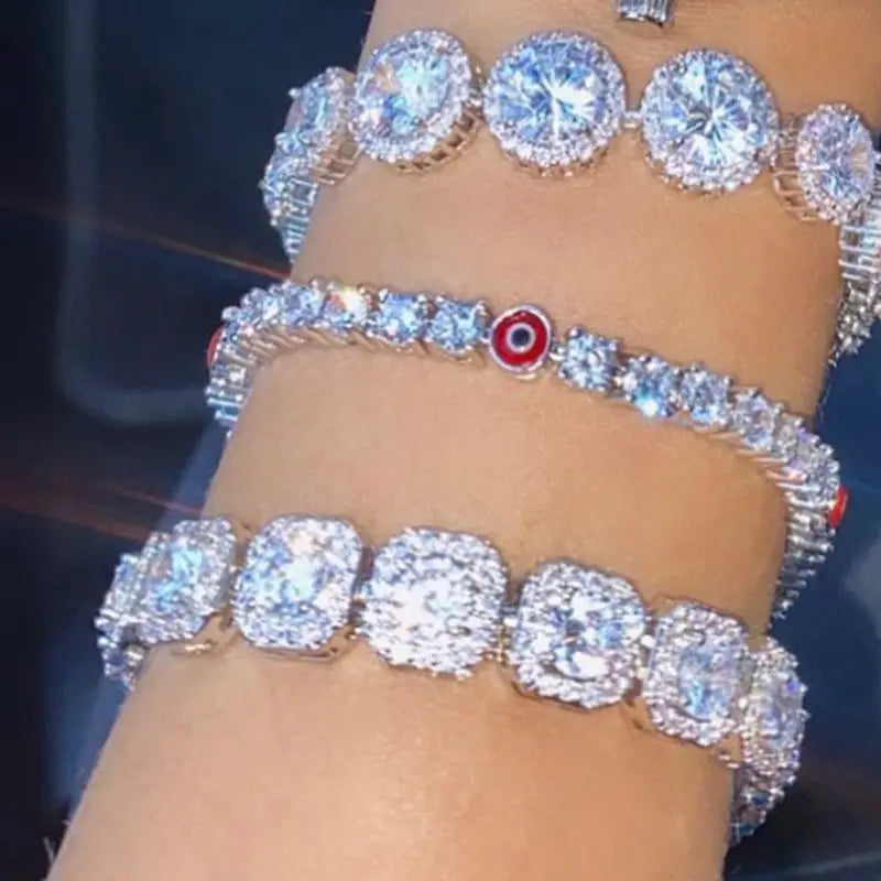 Luxus Voll Strass Große Tennis Kette Armbänder 2025 - Frauen Männer Fashion Bling - Iced Out Quadrat Kristall Armband Hand Schmuck Premium